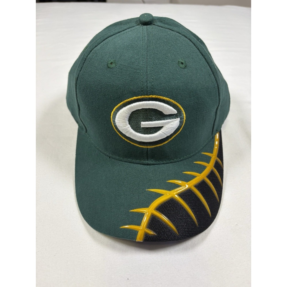 NWOT Vintage Green Bay Packers Hat The Game Football Laces Brim Strapback Cap